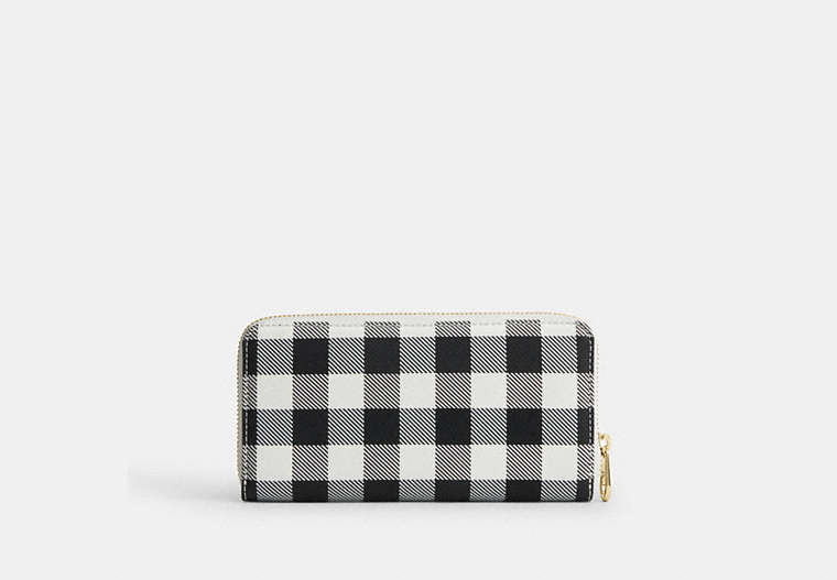 Long Zip Around Wallet With Gingham Print