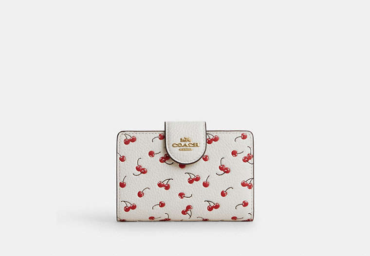 Medium Corner Zip Wallet With Cherry Print