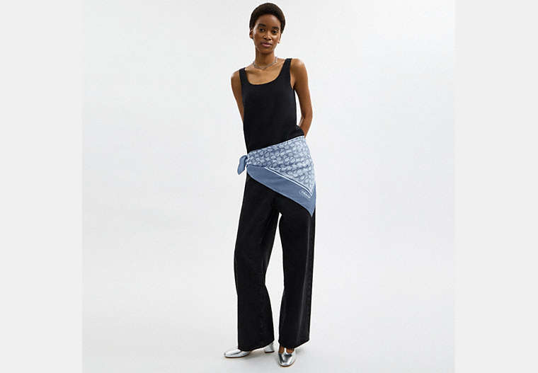 Textured Signature Print Silk Square Scarf