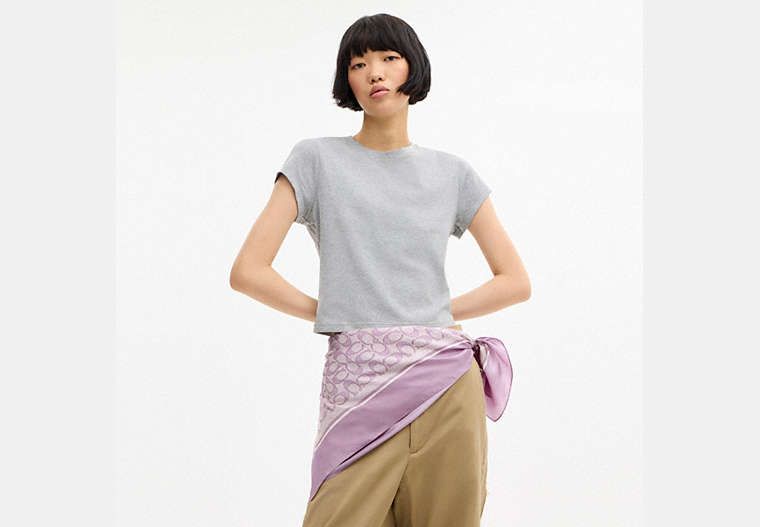 Textured Signature Print Silk Square Scarf