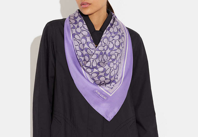 Textured Signature Print Silk Square Scarf