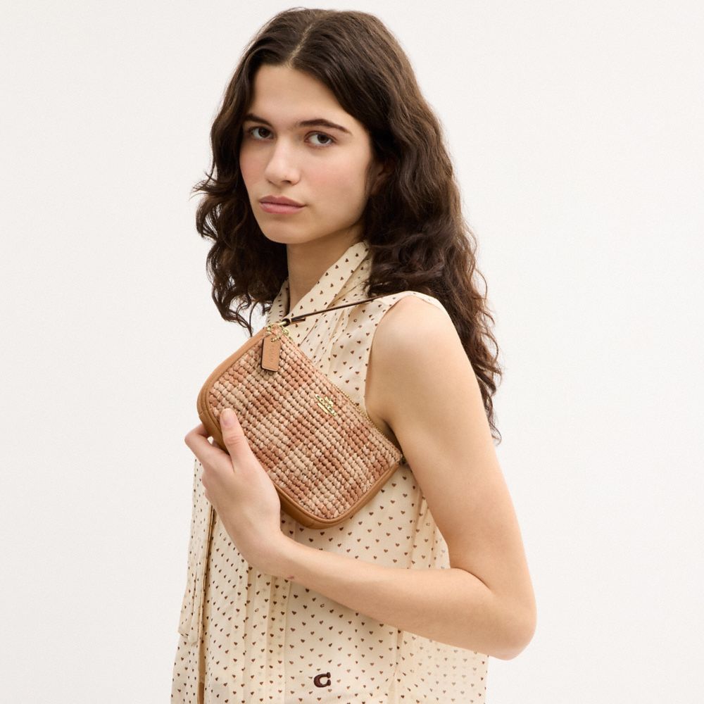 Coach Nolita 19 With Gingham Print Gold Tan
