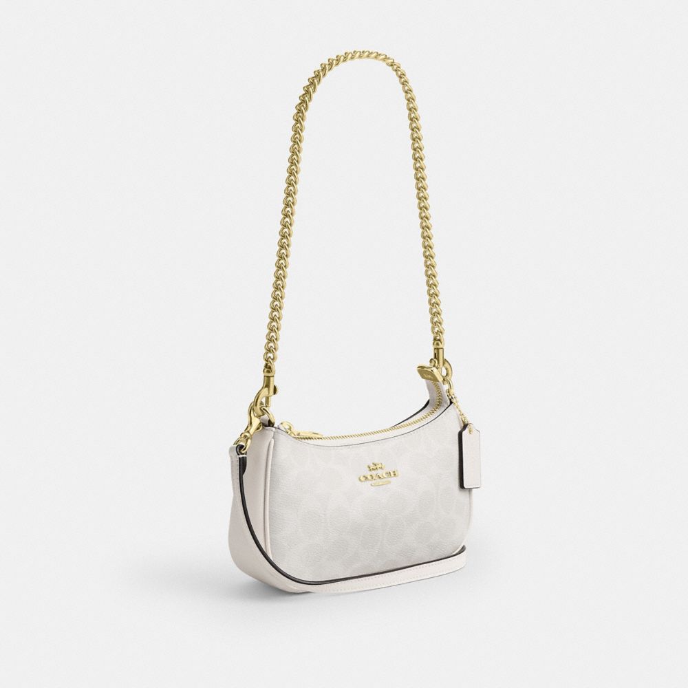 Coach Teri Mini Crossbody Bag In Signature Canvas Gold White Chalk