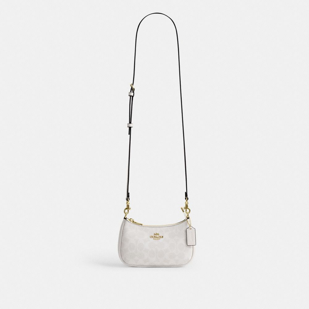 Coach Teri Mini Crossbody Bag In Signature Canvas Gold White Chalk