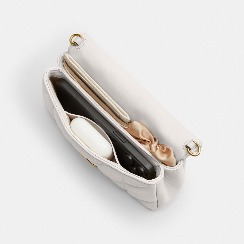 Coach Tabby Chain Crossbody Bag 19 With Quilting Brass Chalk