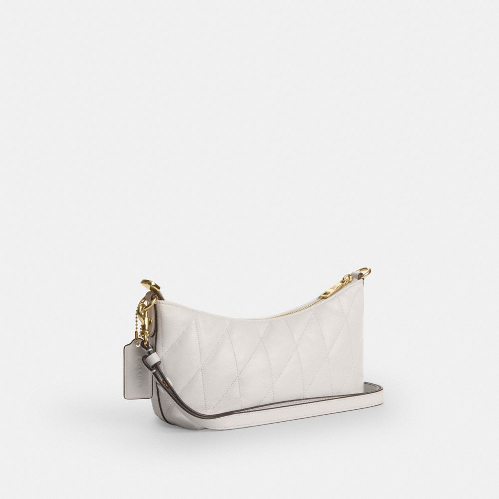 Coach Caitlin Shoulder Bag With Quilting And Charm Gold Chalk