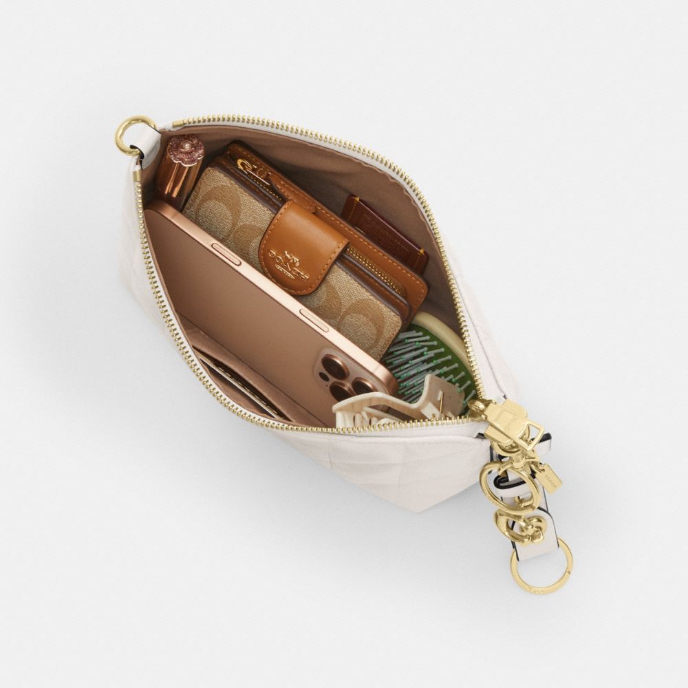 Coach Caitlin Shoulder Bag With Quilting And Charm Gold Chalk