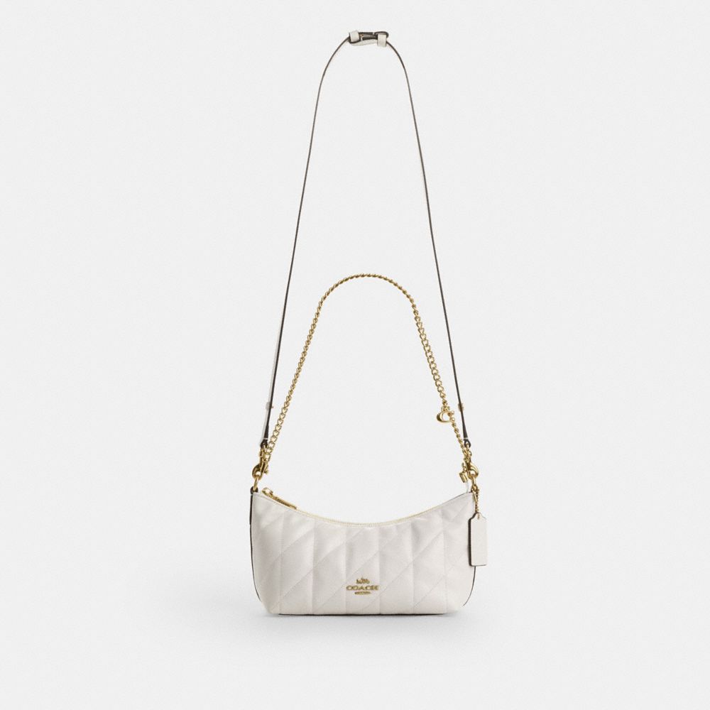 Coach Caitlin Shoulder Bag With Quilting And Charm Gold Chalk