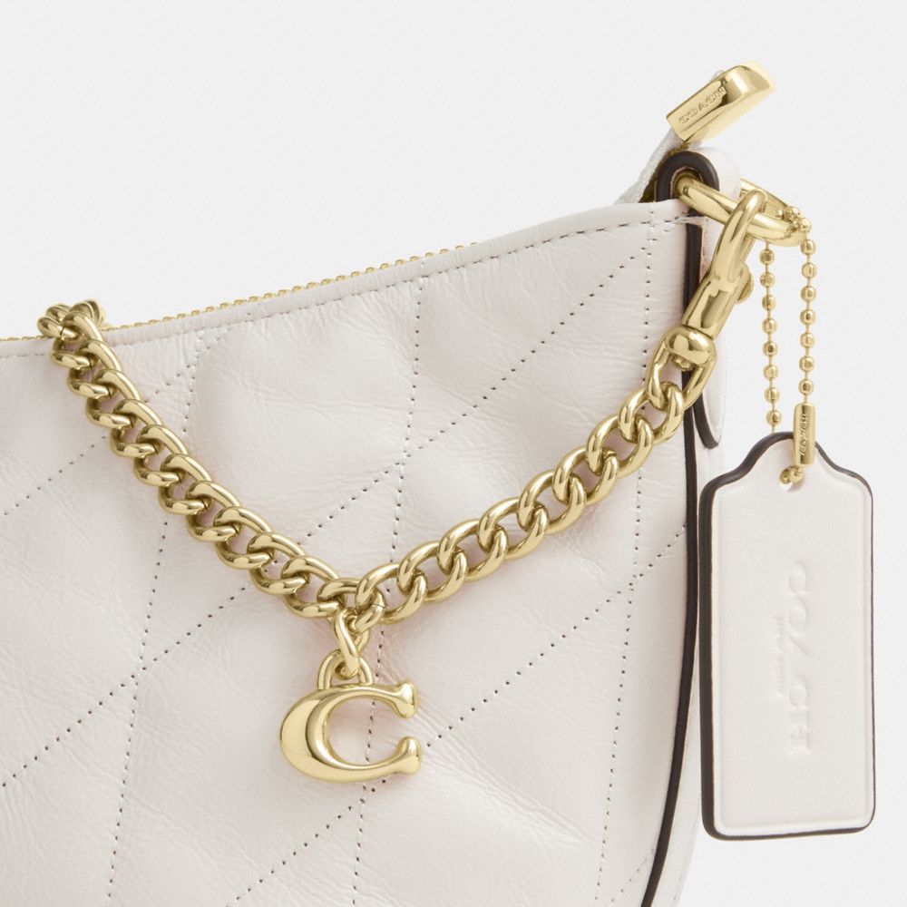 Coach Caitlin Shoulder Bag With Quilting And Charm Gold Chalk
