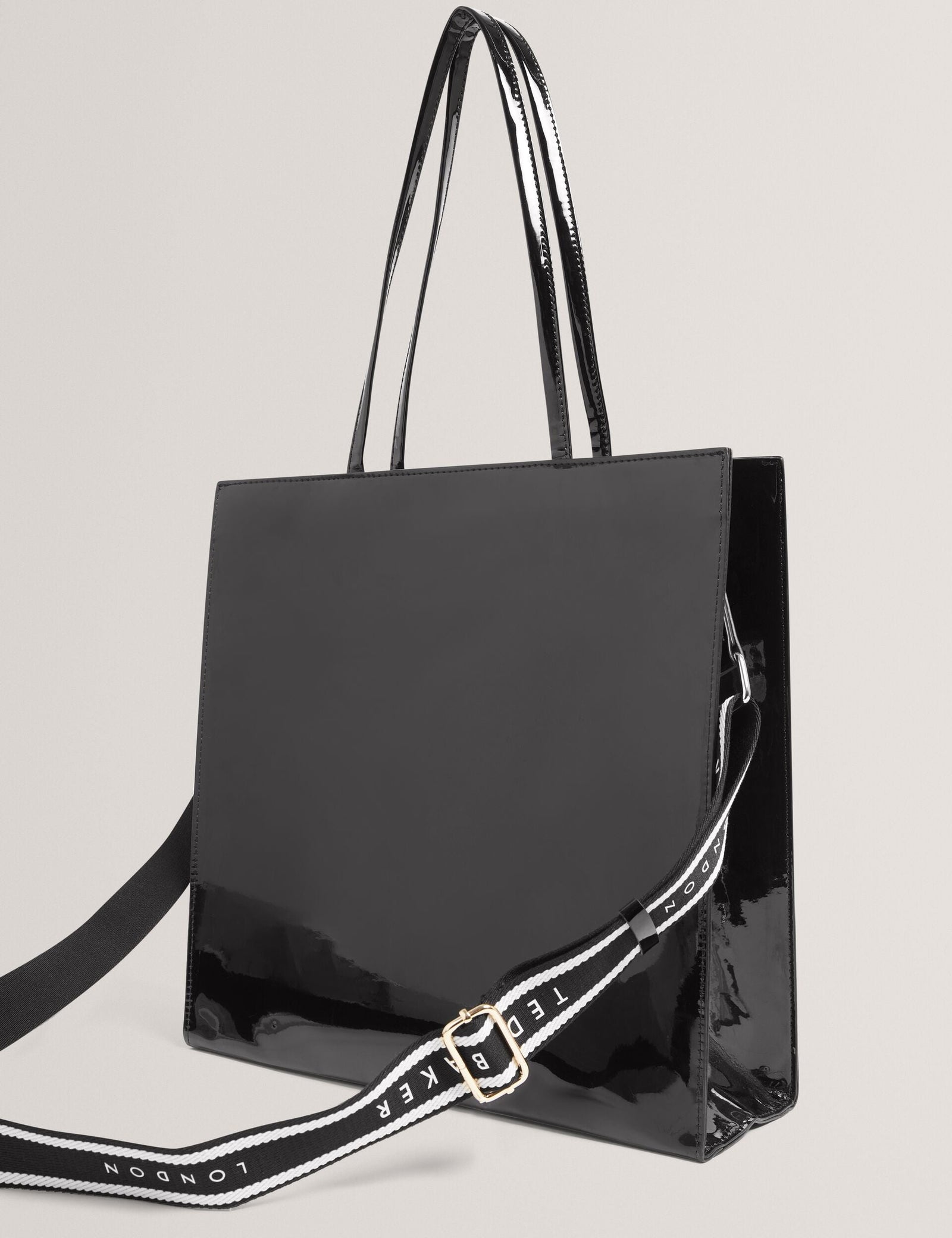 Ted Baker Iconny Patent Webbing Strap Large Icon Tote Bag Black Women's