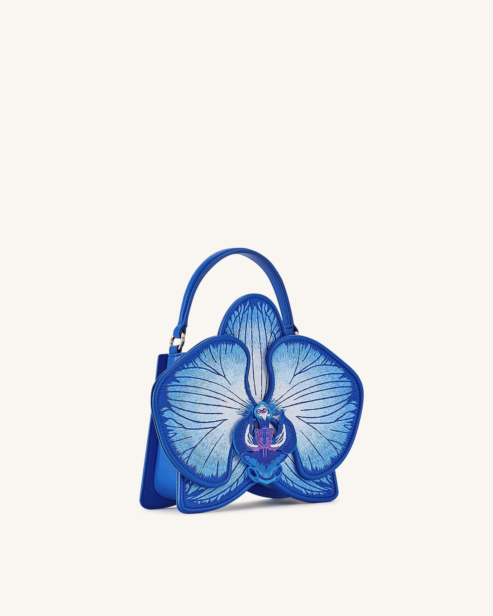 Flora Orchid Shaped Top Handle Bag - Blue