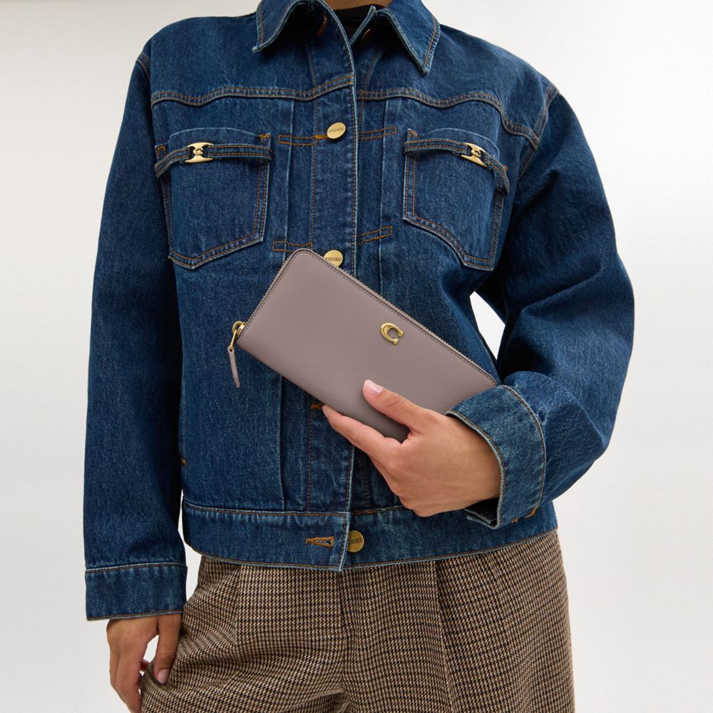 Coach Essential Slim Accordion Zip Wallet Brass Ash