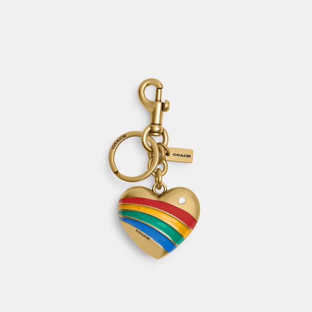 Coach Heart Bag Charm Brass Multi