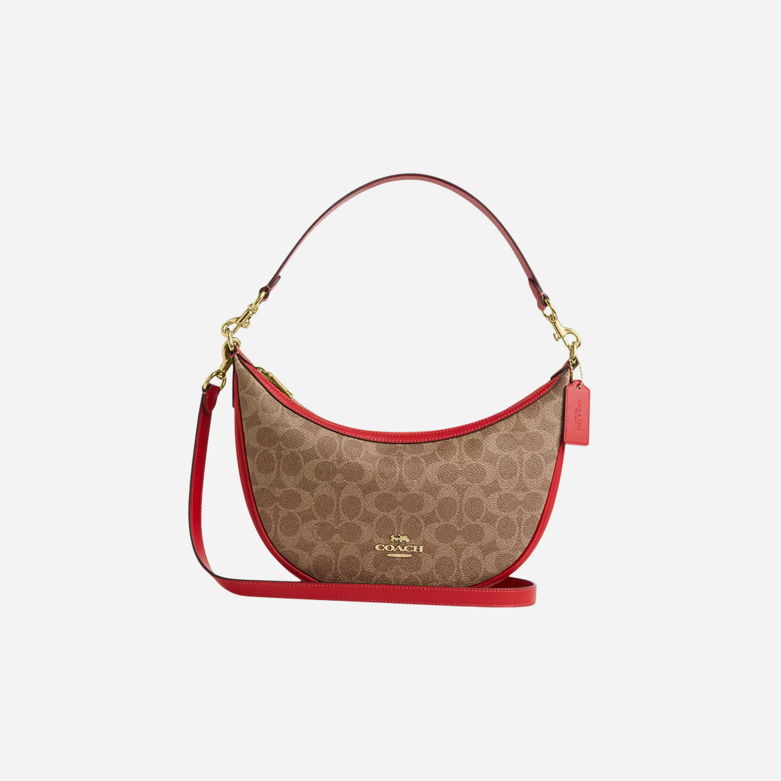 COACH Aria Shoulder Bag In Signature Canvas Gold/Tan/Carnation