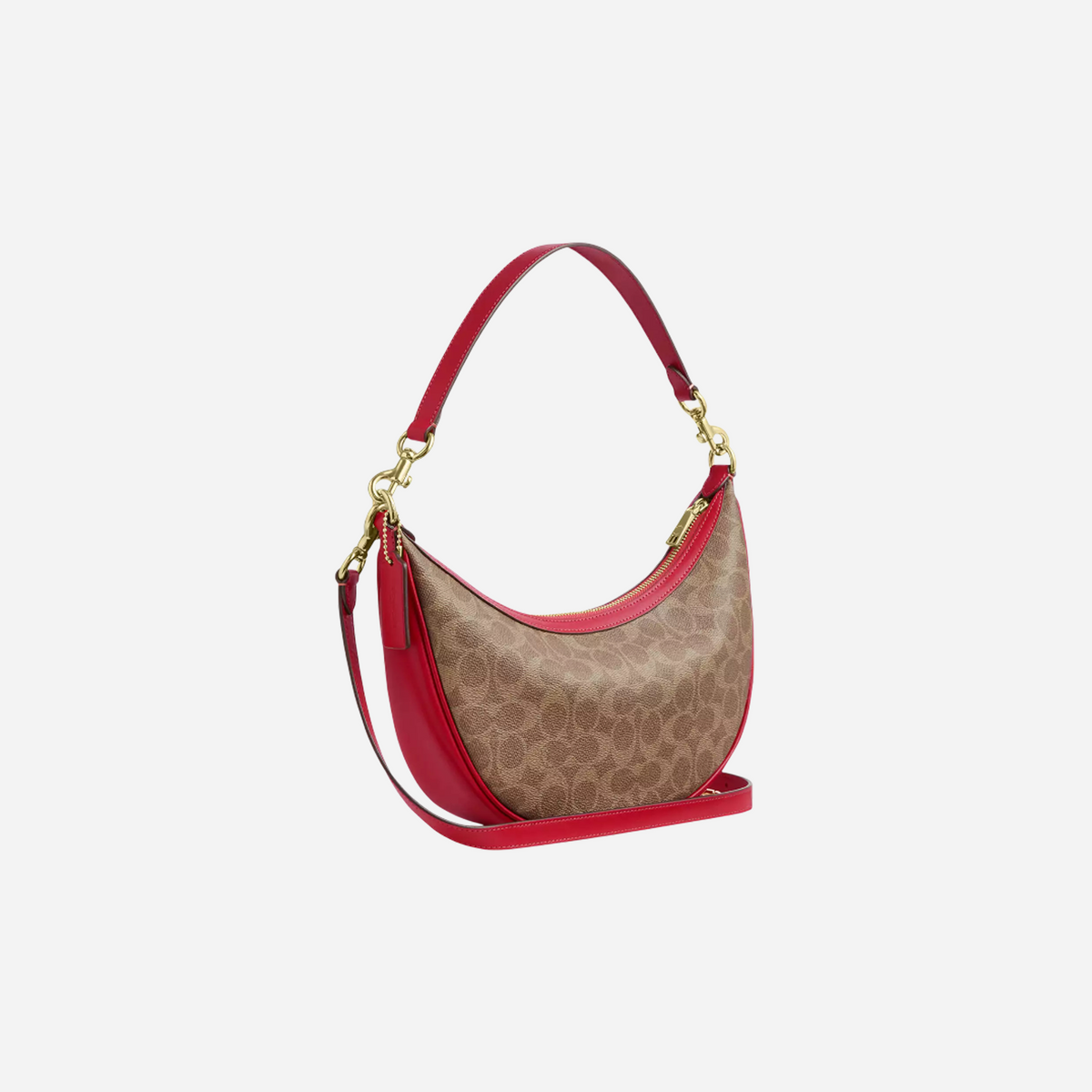 COACH Aria Shoulder Bag In Signature Canvas Gold/Tan/Carnation