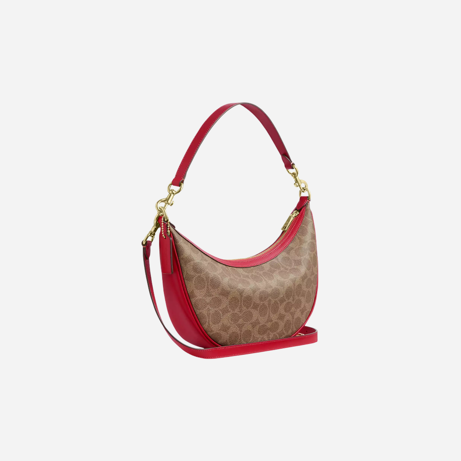 COACH Aria Shoulder Bag In Signature Canvas Gold/Tan/Carnation