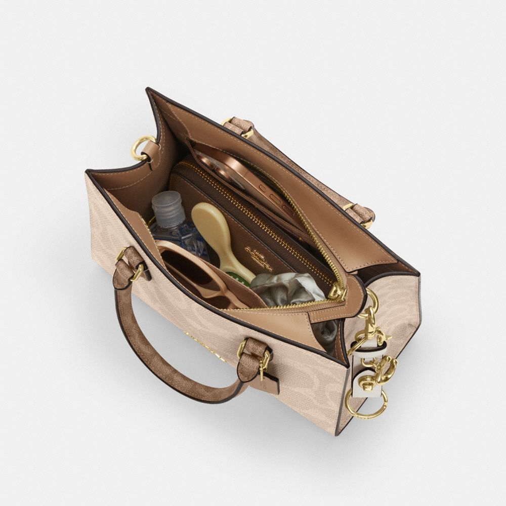 Maggie Small Tote Bag In Blocked Signature Canvas
