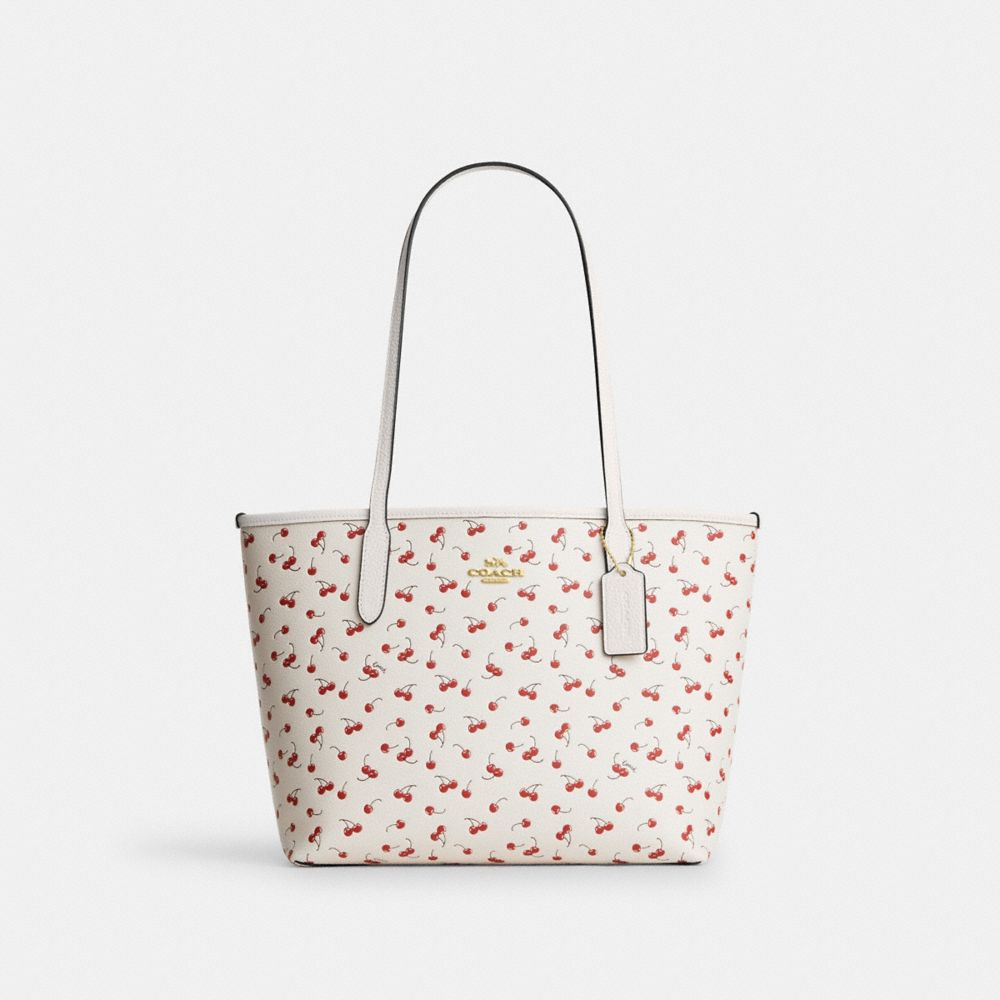Medium City Tote Bag With Cherry Print
