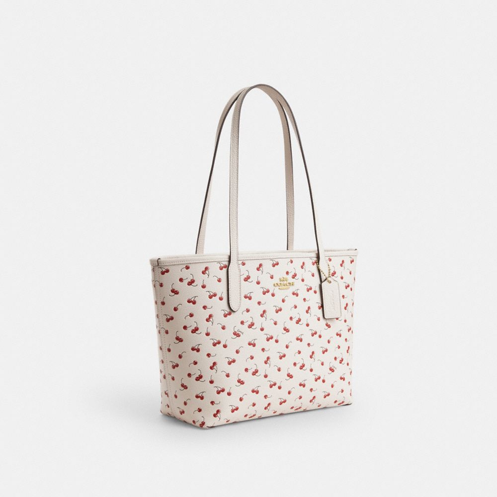 Medium City Tote Bag With Cherry Print