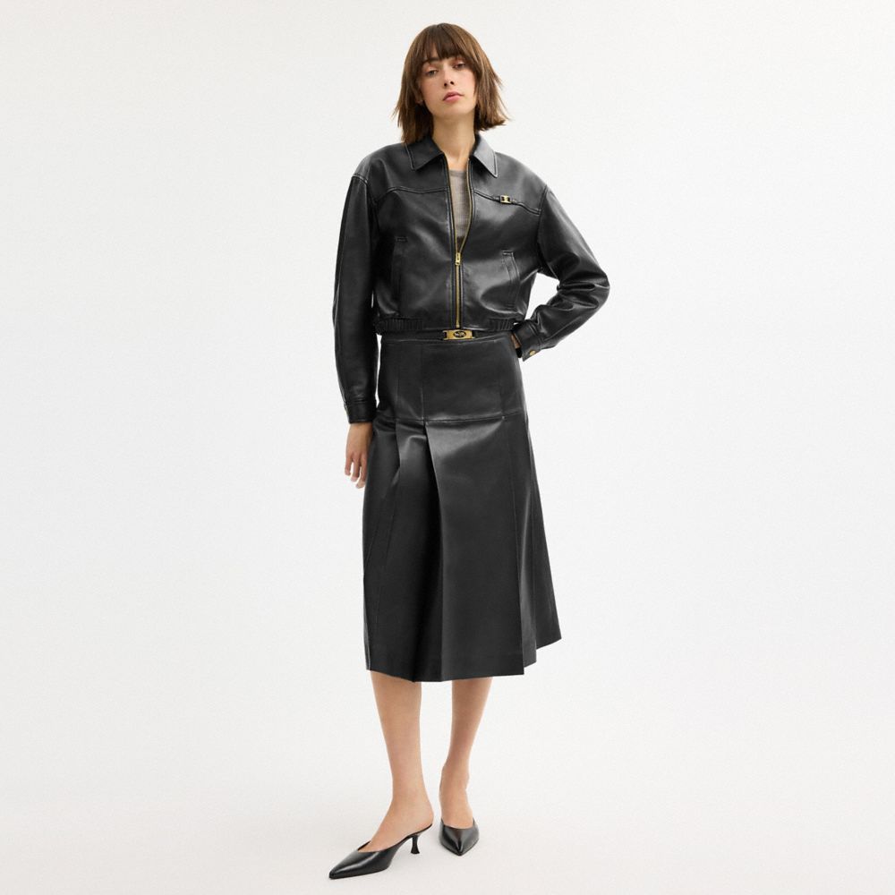 Maxi Leather Pleated Skirt