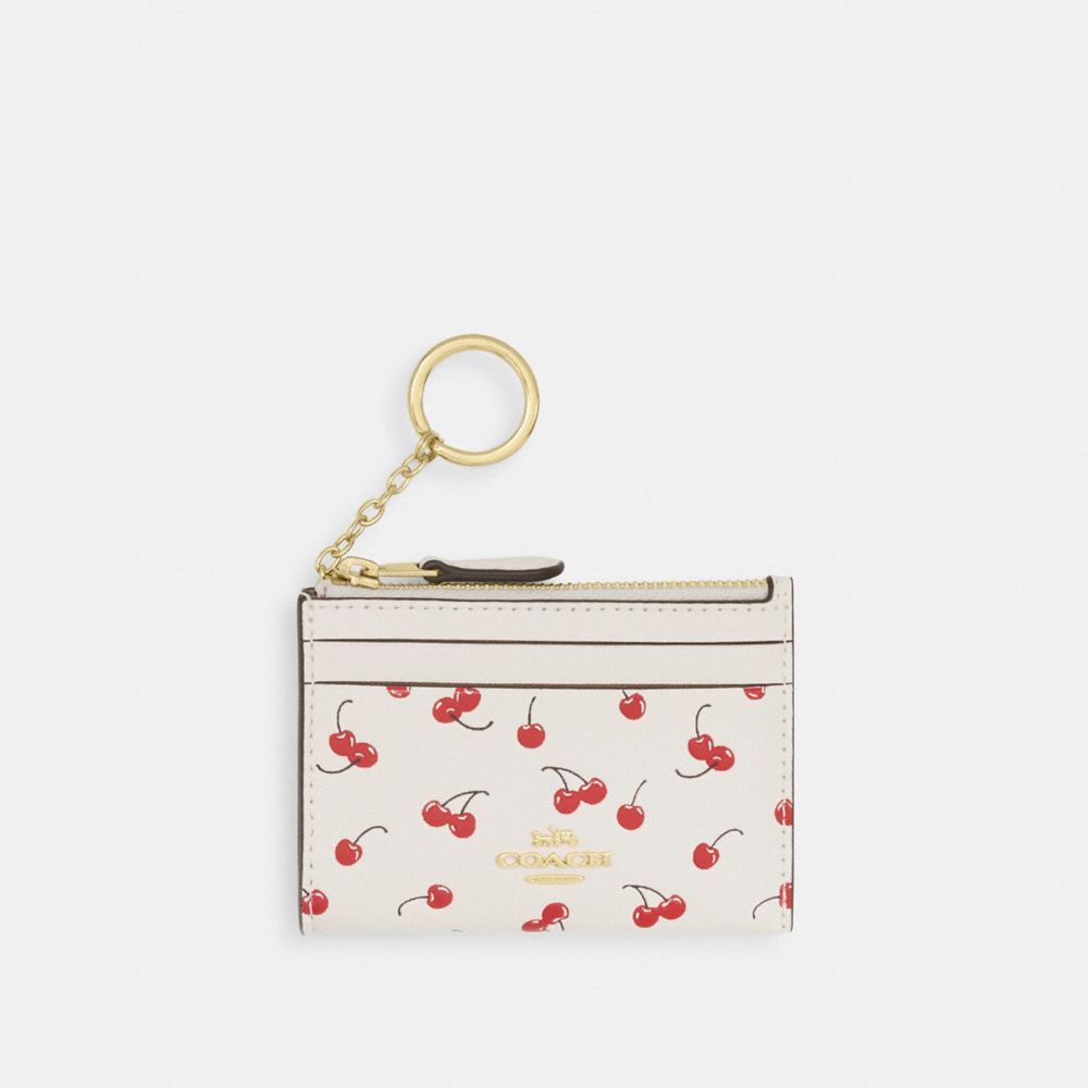 Mini Skinny Id Case With Cherry Print