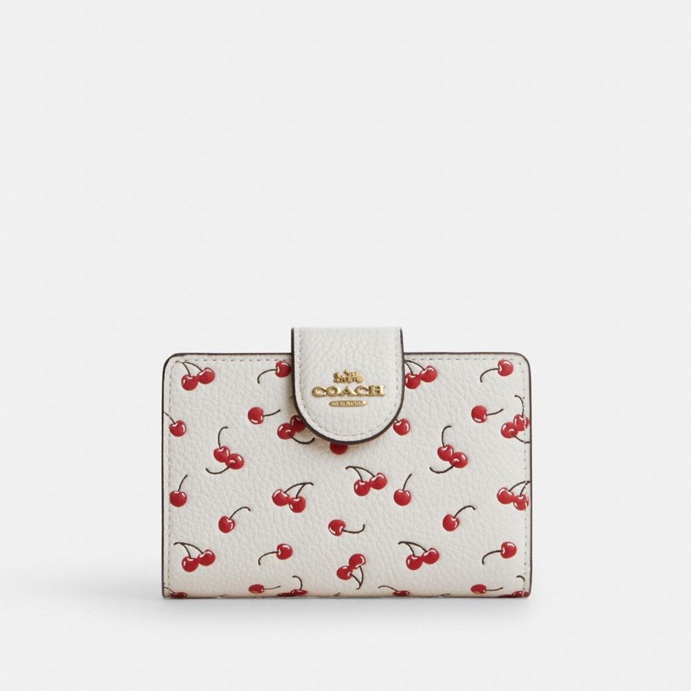 Medium Corner Zip Wallet With Cherry Print