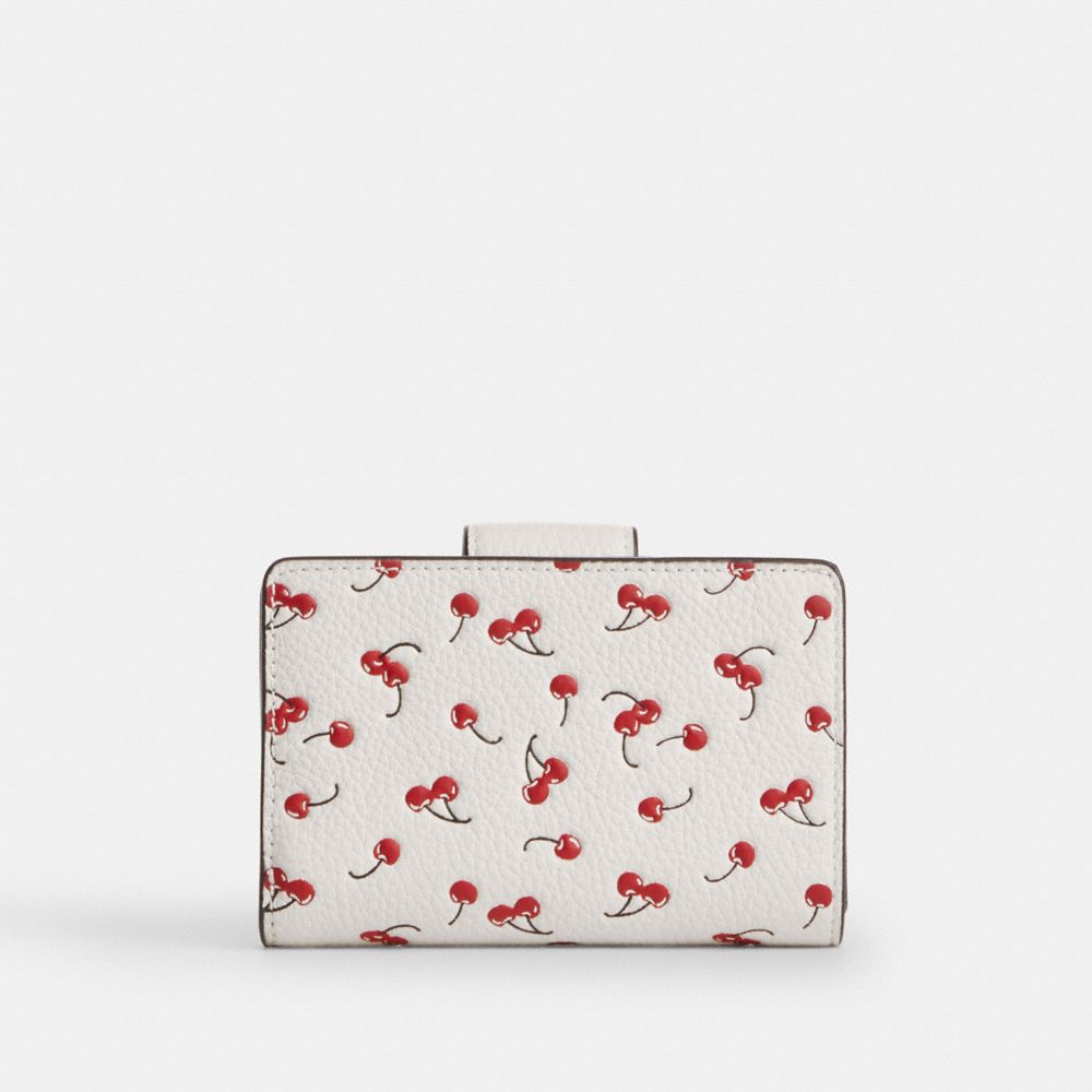 Medium Corner Zip Wallet With Cherry Print