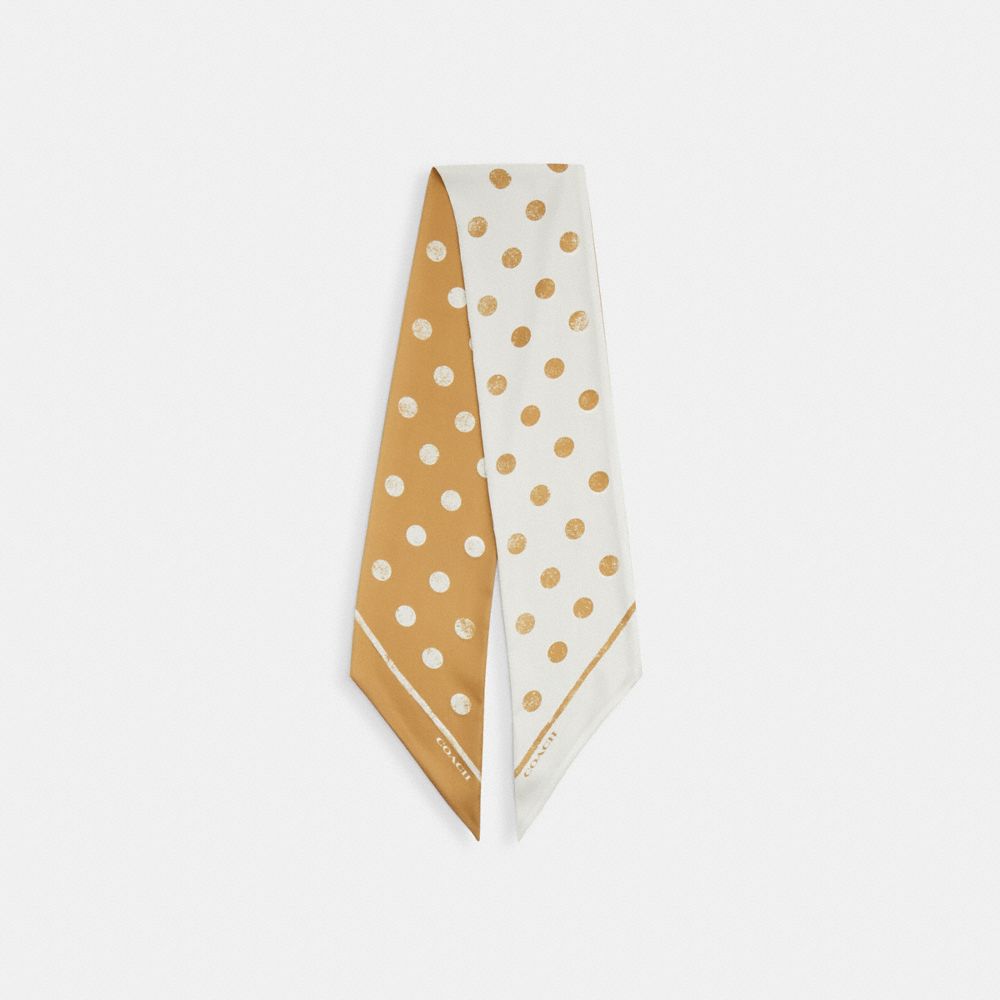 Distressed Dot Print Silk Wide Skinny Scarf