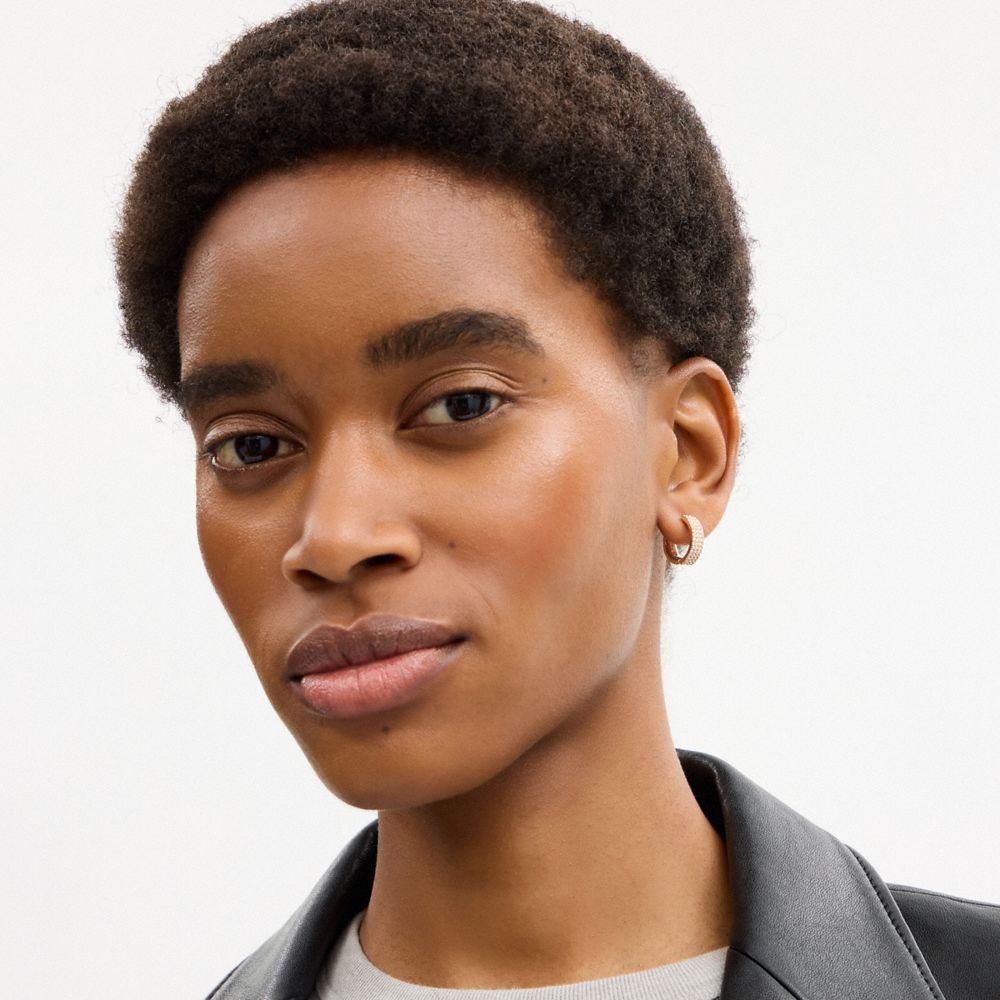 Pavé C Huggie Earrings