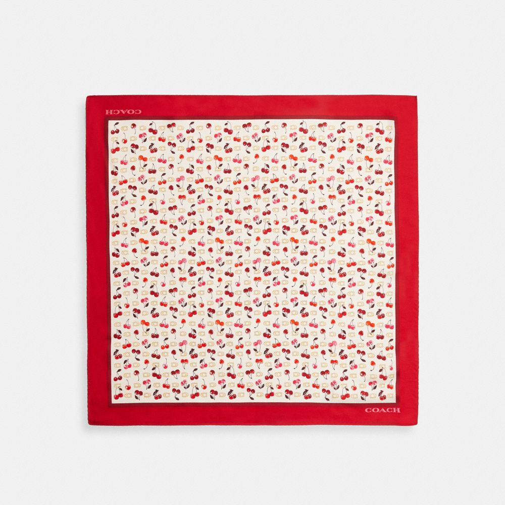 Sculpted C Cherries Print Silk Bandana