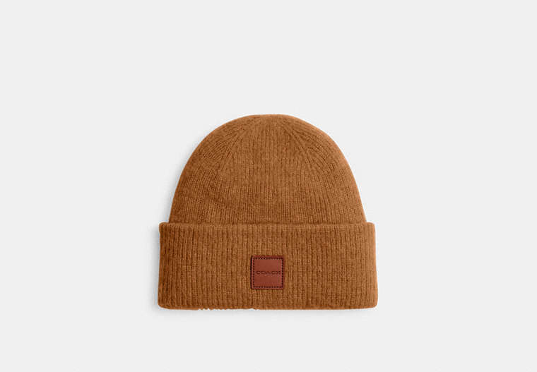 Knit Beanie With Leather Patch