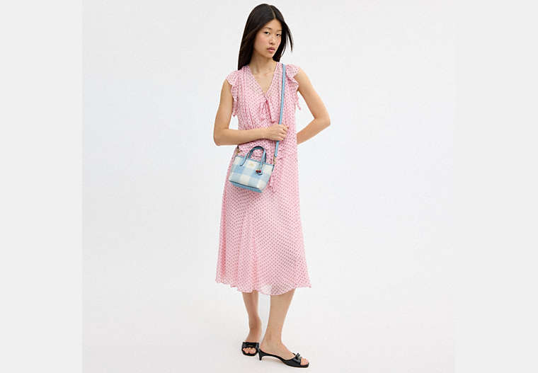 City Mini Tote Bag With Gingham Print And Charm