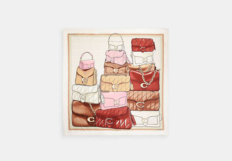 Stacked Tabby Bags Print Silk Square Scarf