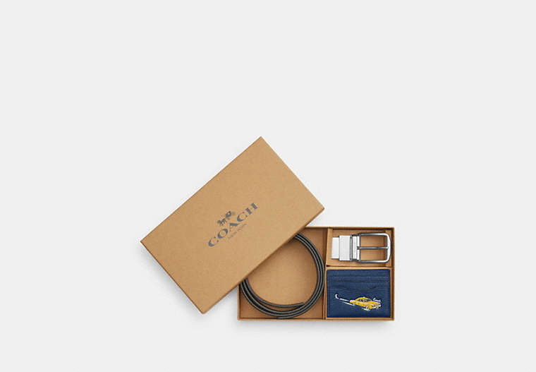 Boxed Card Case And Belt Set With Car Print
