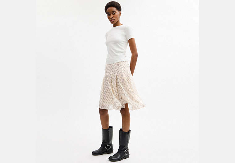 Printed Asymmetrical Pleated Skirt