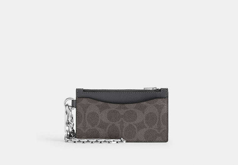 Zip Card Case With Chain In Signature Canvas