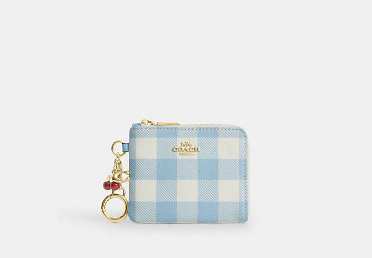 Small Corner Zip Wallet With Gingham Print And Charms
