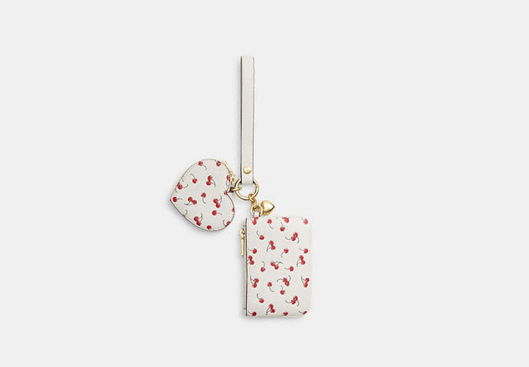 Wristlet And Heart Pouch With Cherry Print And Charm