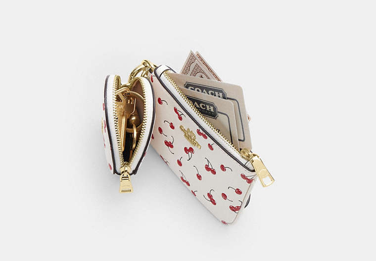 Wristlet And Heart Pouch With Cherry Print And Charm