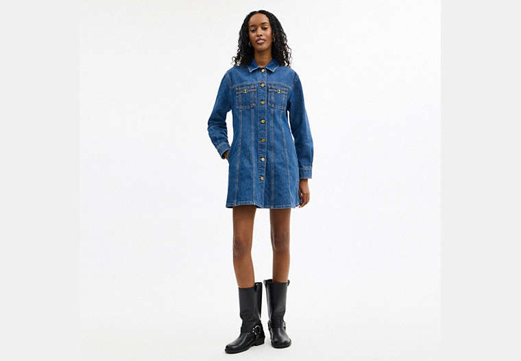 Long Sleeve Denim Dress In Organic Cotton