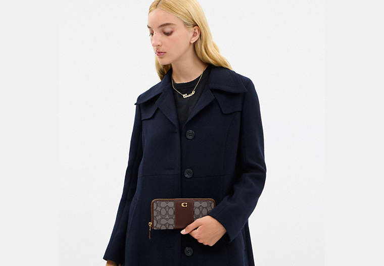 Essential Slim Accordion Zip Wallet In Signature Jacquard