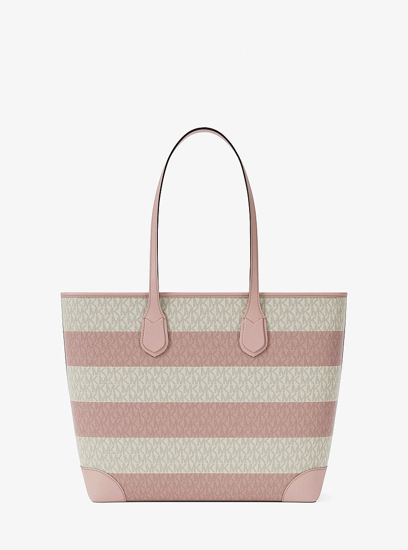 Eva Large Striped Signature Logo Tote Bag