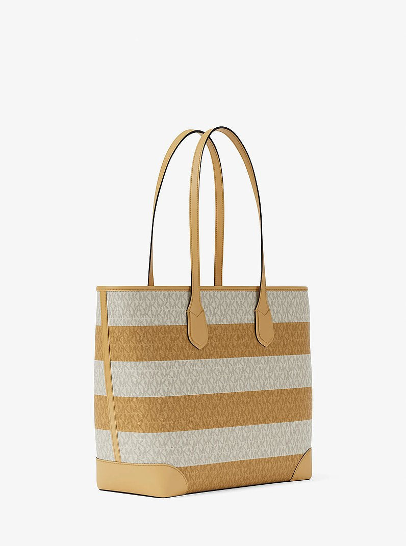 Eva Large Striped Signature Logo Tote Bag