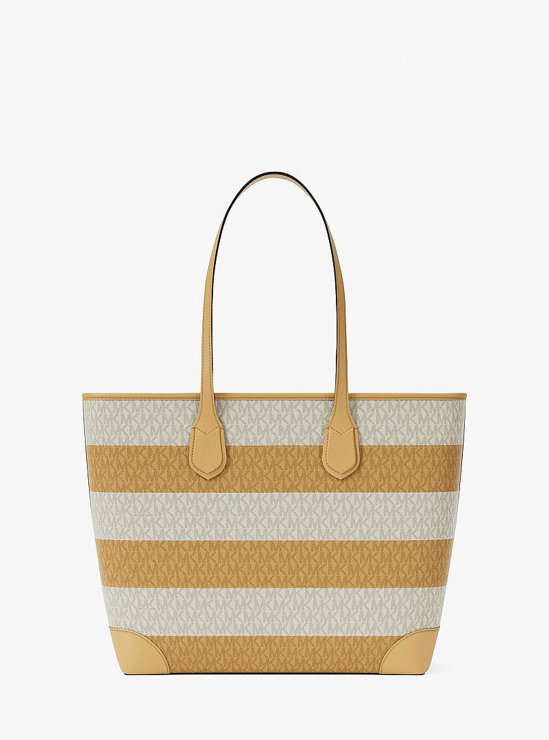 Eva Large Striped Signature Logo Tote Bag