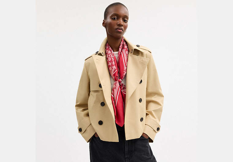 Textured Signature Print Silk Square Scarf