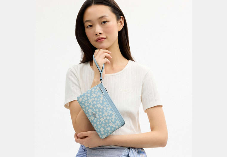 Double Zip Wristlet With Floral Print