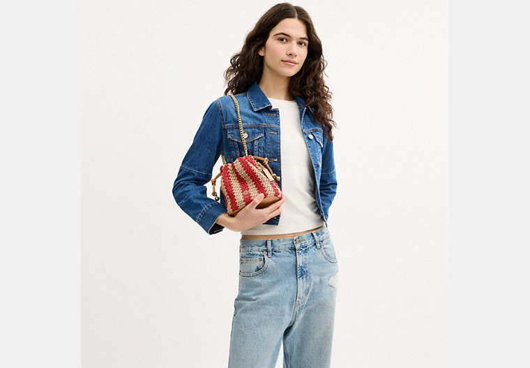 Faye Mini Drawstring Bag With Stripes