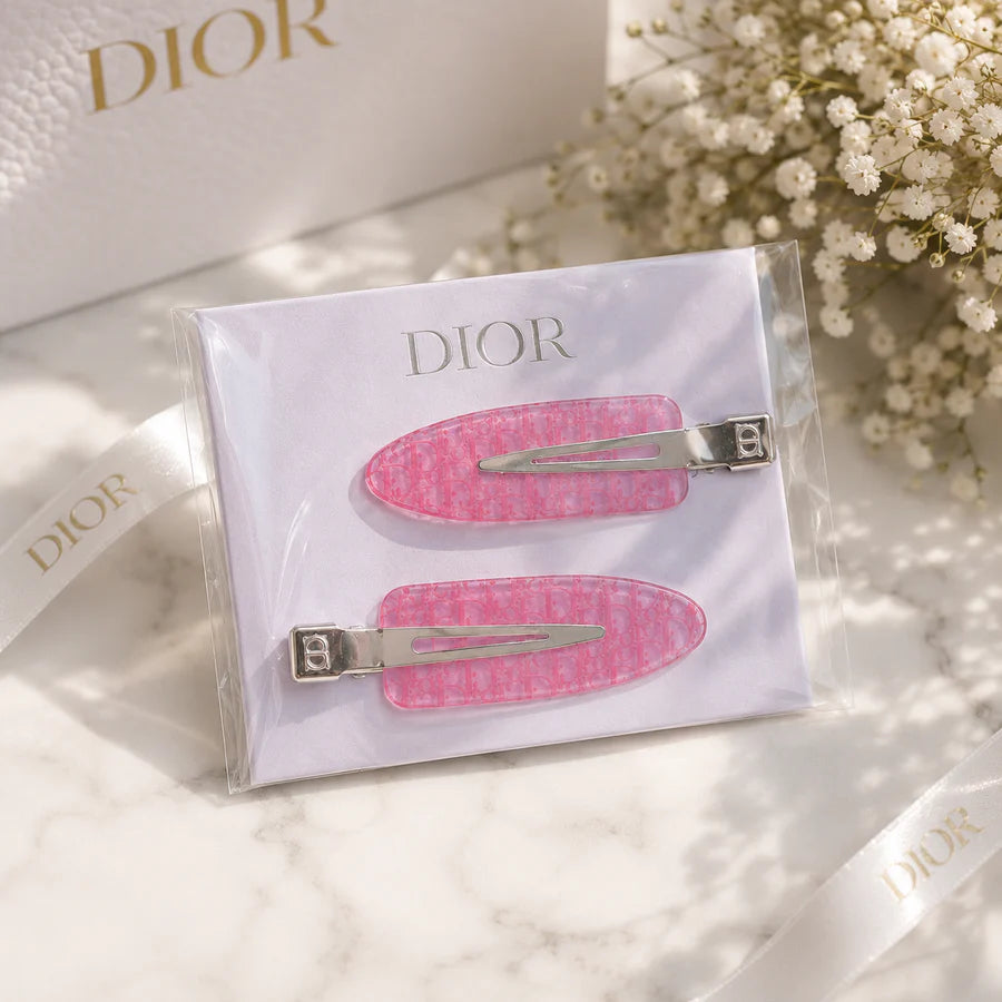 Dior Pink Hair Clip Set Of 2