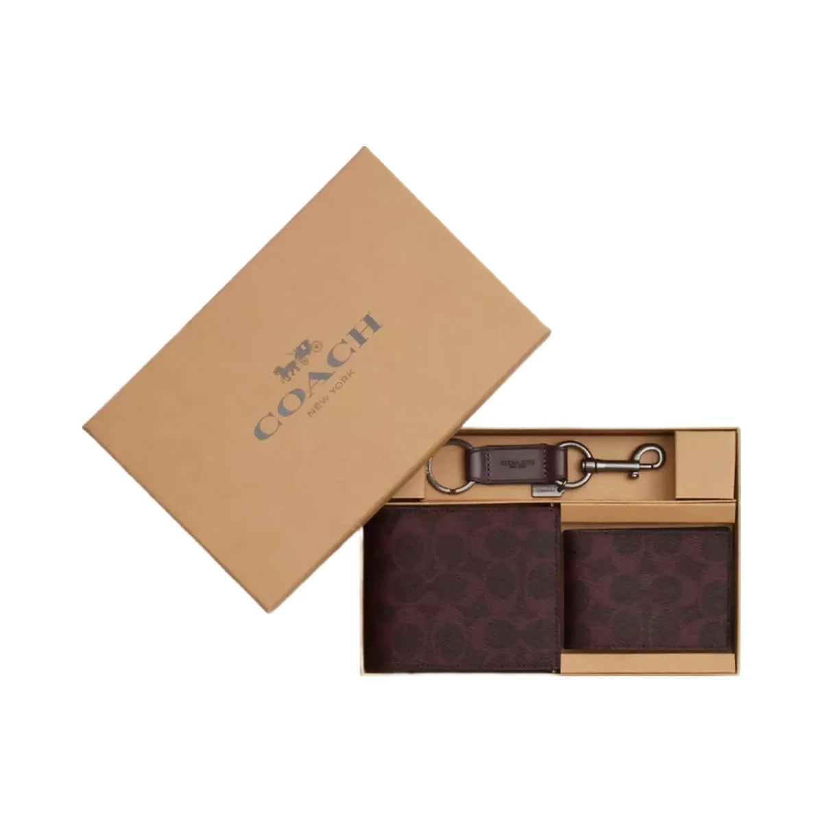 Coach Boxed 3-In-1 Wallet Gift Set In Signature Canvas in Gunmetal Black Currant