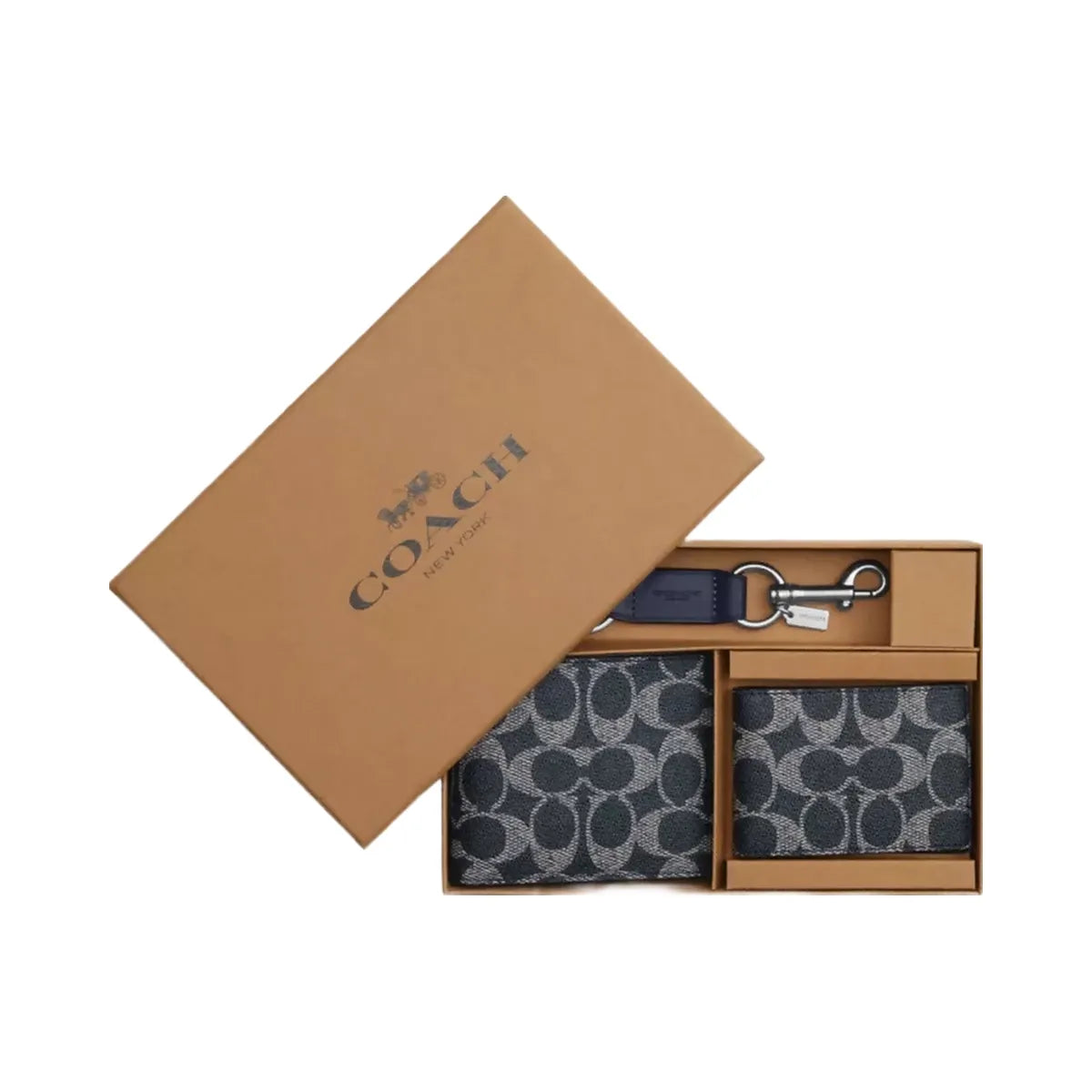 Coach Boxed 3-In-1 Wallet Gift Set In Signature Canvas in Silver Denim Chalk